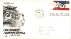 26¢ Airmail Postage Stamp Series of 1974 Shrine of Democracy First Day Cover