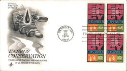 Energy Conservation - It is estimated that only a 40 year reserve of oil remains in the earth Block of Stamps First Day Covers F First Day Cover