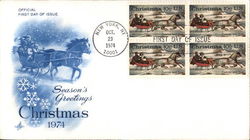 Season's Greetings Christmas 1974 Block of Stamps First Day Covers First Day Cover First Day Cover First Day Cover