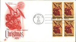 Season's Greetings Christmas 1974 Block of Stamps First Day Covers First Day Cover First Day Cover First Day Cover