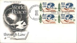 World Peace Through Law 1975 Block of Stamps First Day Cover