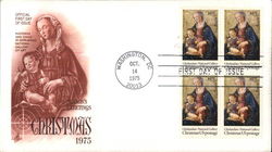 Season's Greetings - Christmas 1975 Block of Stamps First Day Cover