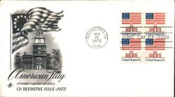 American Flag 13¢ Definitive Issue 1975 Block of Stamps First Day Covers First Day Cover First Day Cover First Day Cover