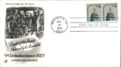 Right of the People Peaceably to Assemble - 9¢ Definitive Issue 1975 - Americana Series First Day Covers First Day Cover First D First Day Cover