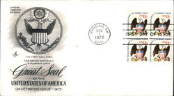 Great Seal of the United States of America - 13¢ Definitive Issue 1975 Block of Stamps First Day Covers First Day Cover First Da First Day Cover