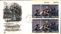 Commemorating the "Spirit of 76" and American Independence Block of Stamps First Day Covers First Day Cover First Day Cover First Day Cover