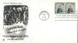 Right of the People Peaceably to Assemble - 9¢ Definitive Coil 1976 Americana Series Block of Stamps First Day Cover