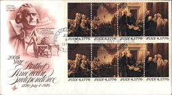 200th Year Birth of American Independence 1776-July 4-1976 Block of Stamps First Day Cover