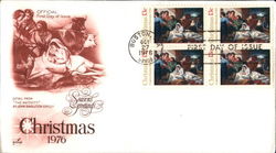 Seasons Greetings Christmas 1976, Detail from "The Nativity" By John Singleton Copley Block of Stamps First Day Covers First Day First Day Cover