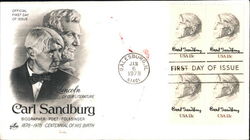 Carl Sandburg - Biographer - Poet - Folksinger 1878-1978 Block of Stamps First Day Covers First Day Cover First Day Cover First Day Cover