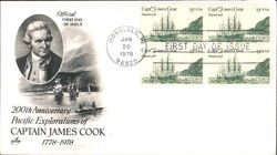 200th Anniversary Pacific Explorations of Captain James Cook 1778-1978 Block of Stamps First Day Covers First Day Cover First Da First Day Cover