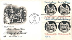 200th Year France-United States Treaty of Alliance - Ratified May 4 1778 Block of Stamps First Day Covers First Day Cover First  First Day Cover