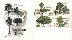 American Trees Block of Stamps First Day Cover