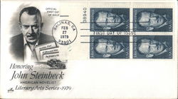 Honoring John Steinbeck - American Novelist - Literary Arts Series 1979 Block of Stamps First Day Cover