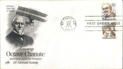 Honoring Octave Chanute Engineer, Aviation Pioneer 21¢ Airmail Stamp Block of Stamps First Day Cover