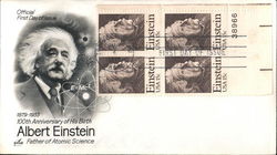 Albert Einstein 1879-1955 100th Anniversary of His Birth Block of Stamps First Day Cover