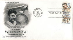 Honoring Wiley Post - Aviation Pioneer - 25¢ International Airmail Stamp Block of Stamps First Day Covers First Day Cover First  First Day Cover