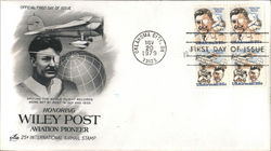 Honoring Wiley Post Aviation Pioneer 25¢ International Airmail Stamp First Day Covers First Day Cover First Day Cover First Day Cover