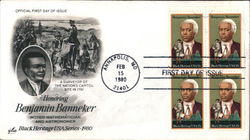 Honoring Benjamin Banneker - Noted Mathematician and Astronomer - Black Heritage USA Series 1980 Block of Stamps First Day Cover First Day Cover