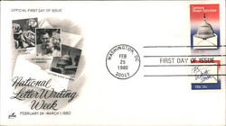 National Letter Writing Week Block of Stamps First Day Cover