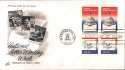 National Letter Writing Week Block of Stamps First Day Cover