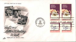 National Letter Writing Week February 24-March 1, 1980 Block of Stamps First Day Cover