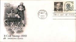 The Ability to Write 1¢ Coil Stamp - 1980 Americana Series First Day Covers First Day Cover First Day Cover First Day Cover