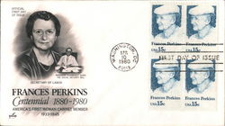 Frances Perkins Centennial 1880-1980 First Day Covers First Day Cover First Day Cover First Day Cover