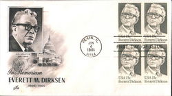 In Memoriam Everett M. Dirksen 1896-1969 U. S. Senator 1951-1969 Block of Stamps First Day Cover