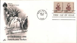 Freedom of Conscience an American Right 12¢ Definitive - 1981 Americana Series First Day Covers First Day Cover First Day Cover First Day Cover