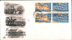 Battles of Virginia Capes and Yorktown Block of Stamps First Day Cover