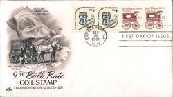 Mail Wagon 1890's 9.3c Bulk Rate Coil Stamp Transportation Series - 1981 First Day Cover