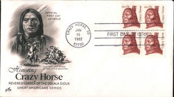 Honoring Crazy Horse - Revered Leader of the Oglala Sioux - Great Americans Series Block of Stamps First Day Cover