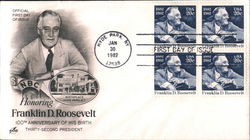 Honoring Franklin D. Roosevelt Block of Stamps First Day Cover