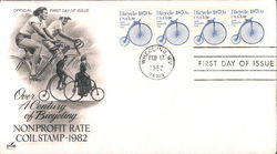 Over a Century of Bicycling Nonprofit Rate Coil Stamp - 1982 Block of Stamps First Day Covers First Day Cover First Day Cover First Day Cover