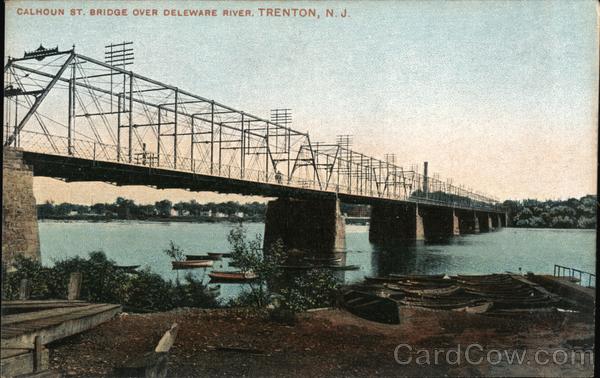 Calhoun St. Bridge Over Deleware River Trenton, NJ Postcard