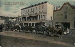 Ox Team Hauling Engine to Carnival Grounds Postcard