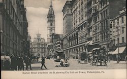 Market Street west from 11th Street Showing City Hall and Tower Philadelphia, PA Postcard Postcard Postcard