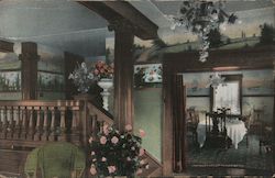 Living Hall Looking Into Dining Room, Young's Residence on Million Dollar Pier Atlantic City, NJ Postcard Postcard Postcard