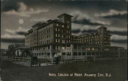 Hotel Chelsea at Night Atlantic City, NJ Postcard Postcard Postcard