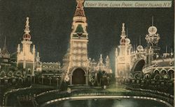 Night View, Luna Park Coney Island, NY Postcard Postcard Postcard