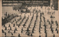 Washington Baths, Callisthenic Class, Part of Athletic Field Coney Island, NY Postcard Postcard Postcard