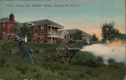 Sunset, Gun, Soldiers' Home Postcard