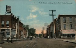 Wall Street Looking East Fort Scott, KS Postcard Postcard Postcard