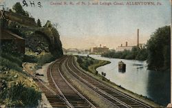 Central R.R. of N.J. and Lehigh Canal Allentown, PA Postcard Postcard Postcard