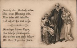 Man With Two Women (German) Postcard