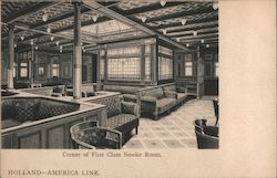 Corner of First Class Smoke Room, Holland-America Line Postcard