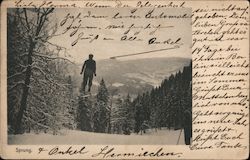 Man Ski Jumping Skiing Postcard Postcard Postcard