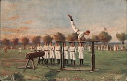 Male Students Practicing Gymnastics Postcard