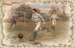 Men Playing Soccer Postcard